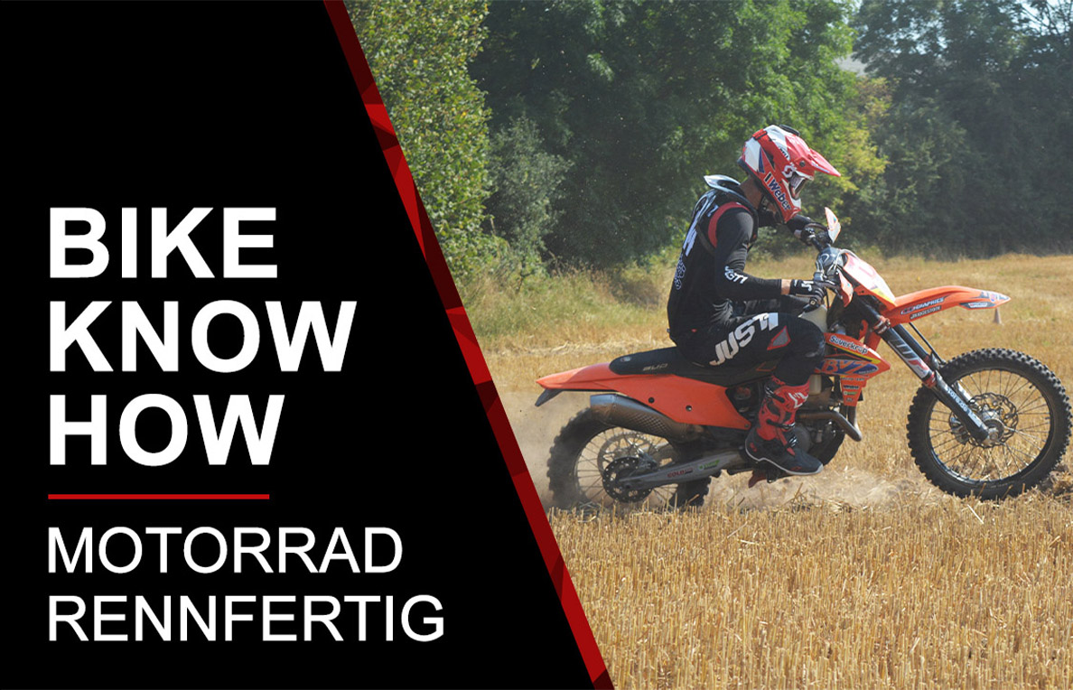 Enduro Motorrad für ein Rennen vorbereiten Enduro Motorrad für ein Rennen vorbereiten