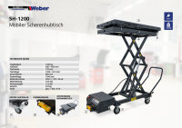 Mobiler Scherenhubtisch Weber Expert Serie SH-1200
