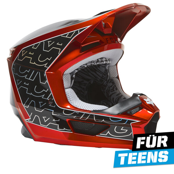 FOX V1 PERIL Helm Teens schwarz/rot