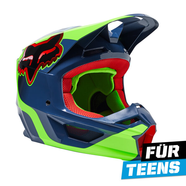 FOX V1 VENZ Helm Teens blau/grün