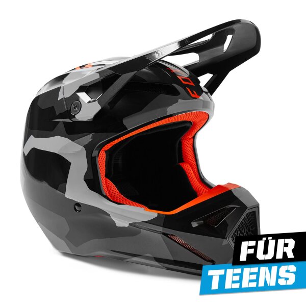 FOX V1 BNKR Helm Teens schwarz/camouflage