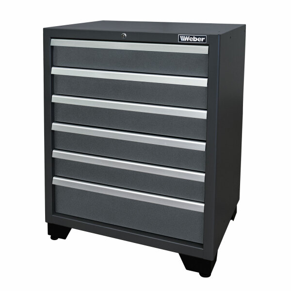 Professioneller Werkzeugschrank Serie 610 mit 6 Schubladen grau