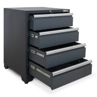 Professioneller Werkzeugschrank Serie 610 mit 4 Schubladen grau