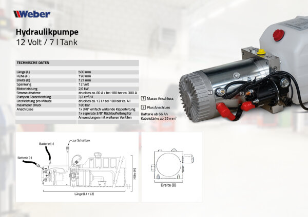 VEVOR Hydraulikpumpe 12V, Einfachwirkend, 4L Tank,  Produktbild-Vorschau 4