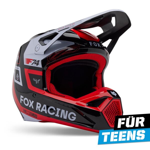 FOX V1 Race Spec Helm Teens schwarz/rot M