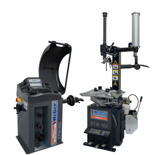 PKW Reifenmontiermaschine STM-102 und Radwuchtmaschine STW-202 inkl. Hilfsmontagearm rechts