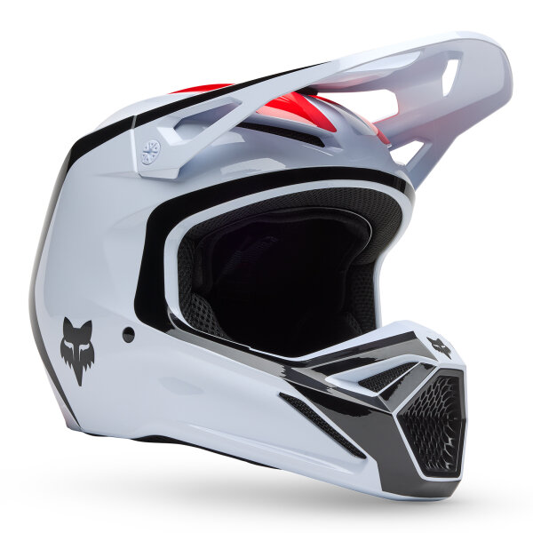 FOX V1 FLOW Helm weiß/rot M
