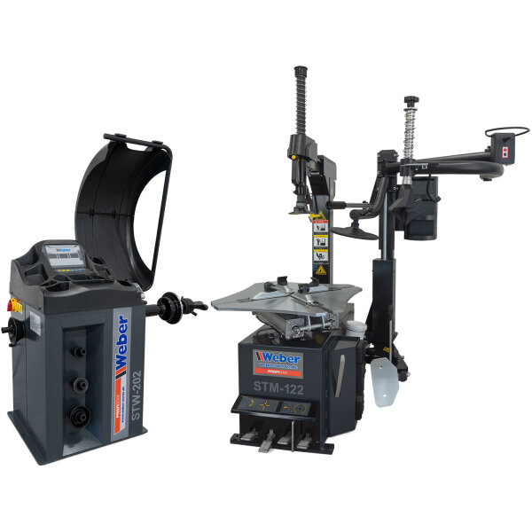 PKW Reifenmontiermaschine STM-122 230 V und Radwuchtmaschine STW-202 inkl. Hilfsmontagearm rechts
