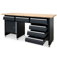Werkbank mit 6 Schubladen, Schließfach und 171 x 60...