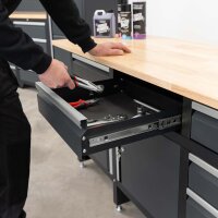 Werkbank mit 6 Schubladen, 2 Schließfächern und 171 x 60 cm Holzarbeitsplatte