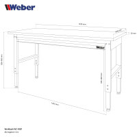 Höhenverstellbare Werkbank mit Schublade und 152 x 60 cm Holzarbeitsplatte