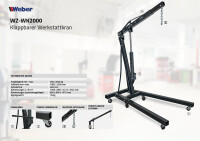 Klappbarer Werkstattkran 2000 kg