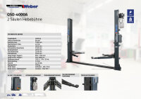 B-WARE 2 Säulen Hebebühne Weber Klassik Serie QSD-4000A inkl. Anker und Öl