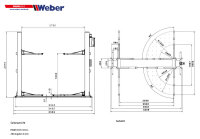 2 Säulen Hebebühne Weber Profi Serie P4000G mit Grundrahmen